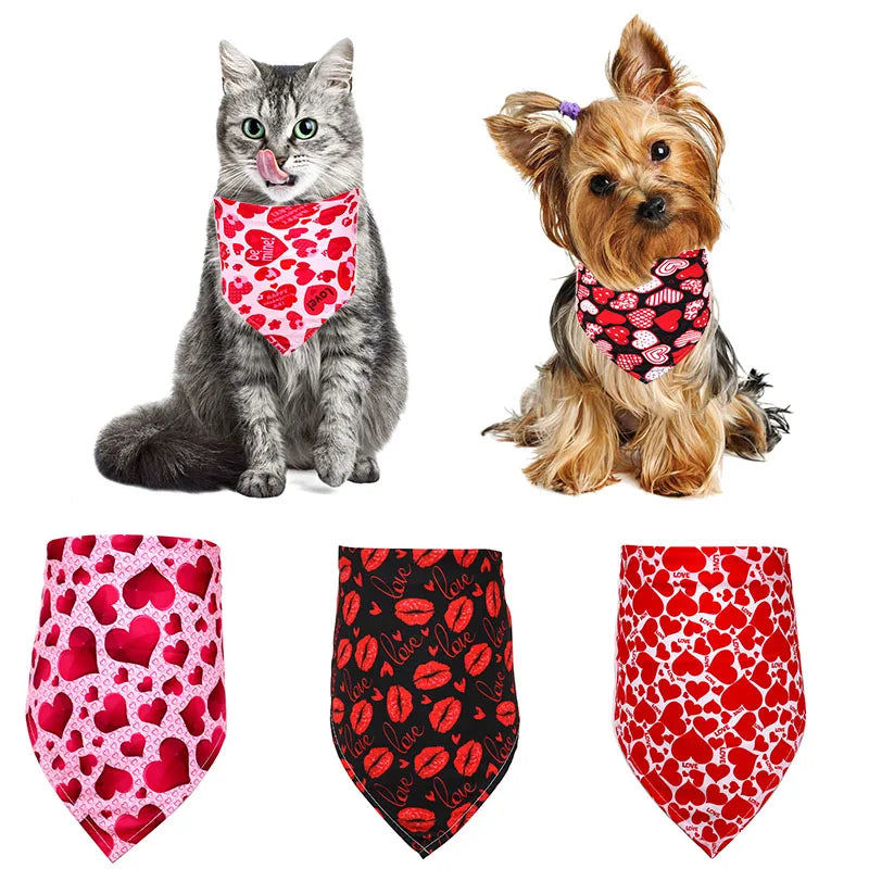 Heart Pet Scarf Valentine's Day Pet Bandana