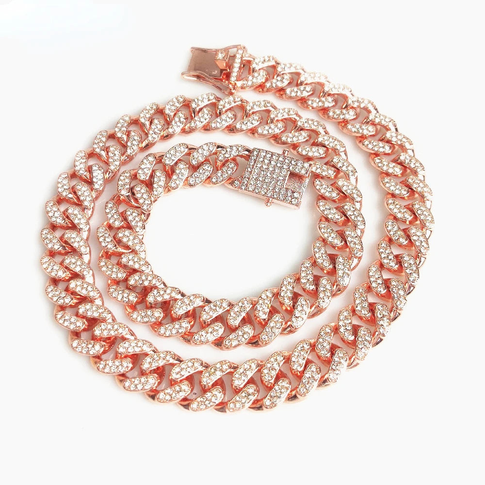 Diamond Cuban Chain Collar Secure Buckle