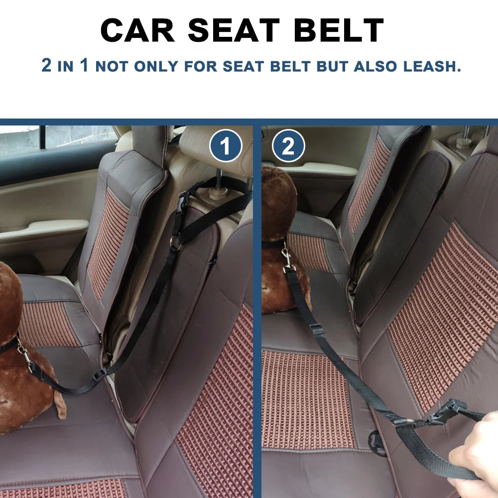 Two-in-one Pet Car Seat Belt Leash Backseat Safety Belt Adjustable