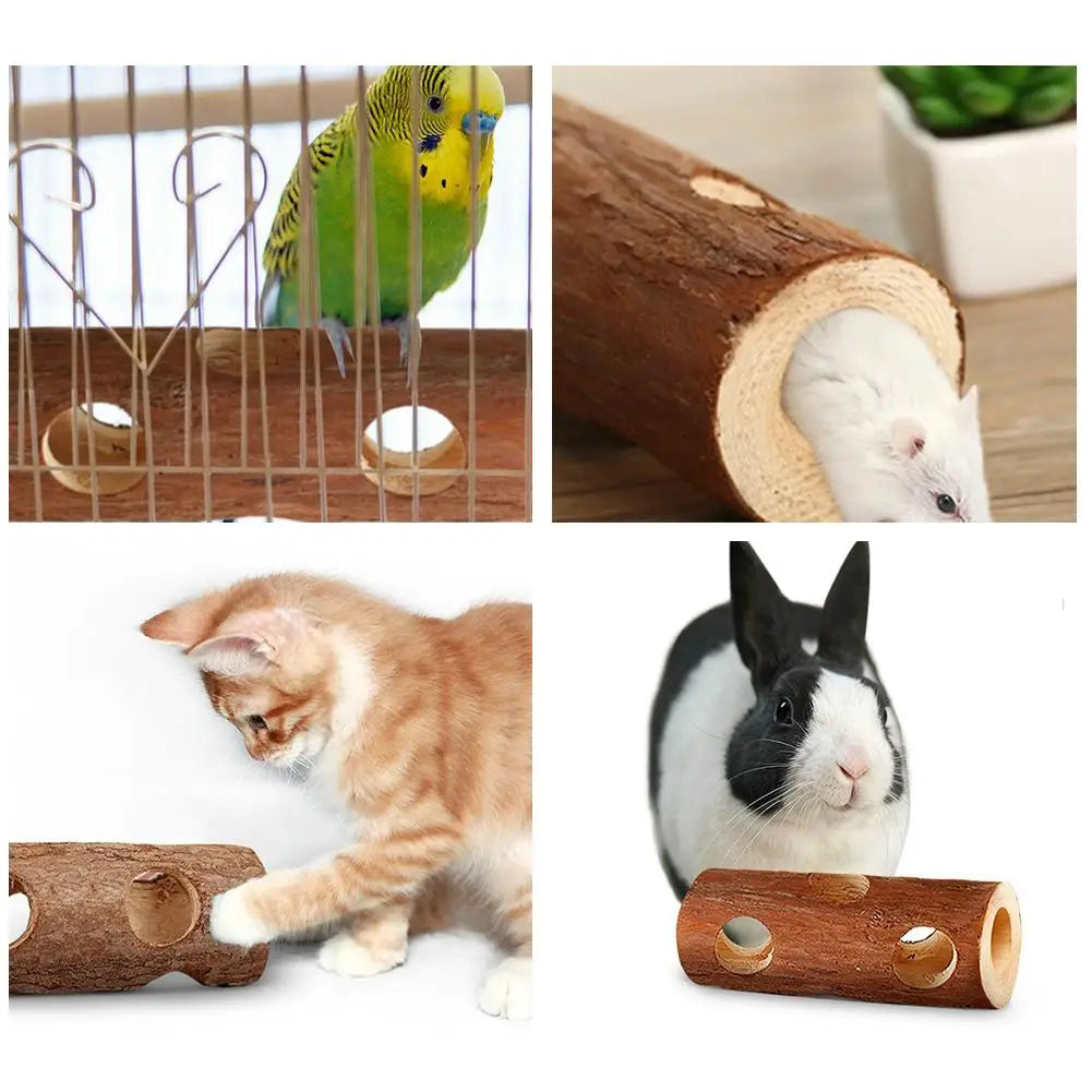 Hamster Natural Wooden Tunnel Bite-resistant Hideout Tunnel