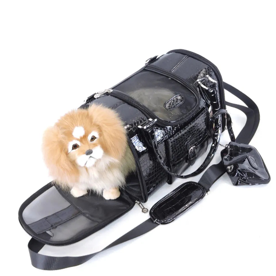 Luxury Leather Pet Carrier Bag