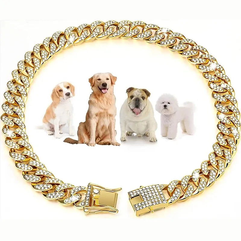 Diamond Cuban Chain Collar Secure Buckle