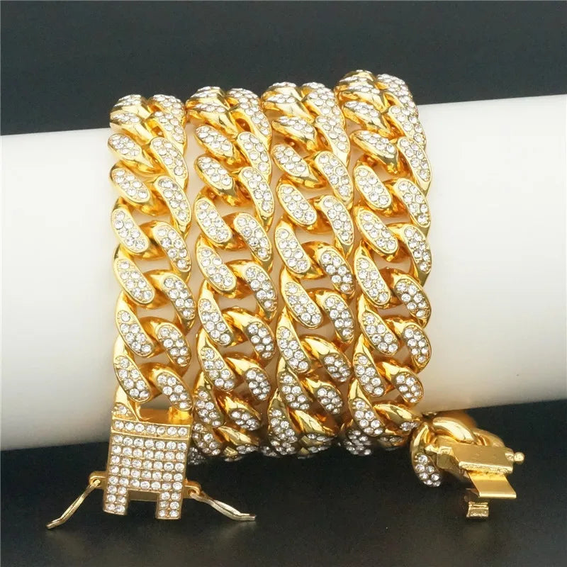 Diamond Cuban Chain Collar Secure Buckle