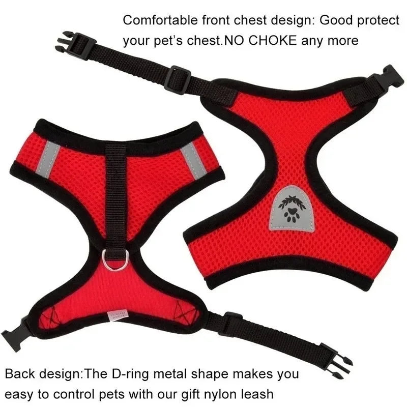 Small Vest Harness with Leash Breathable Mesh