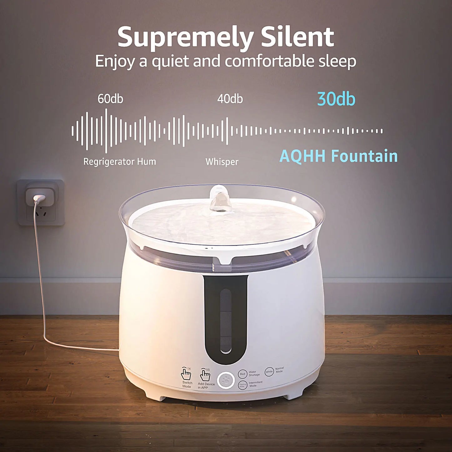 AQHH Cat Water Fountain with Wireless Pump Water Fountain App Control Easy Cleaning